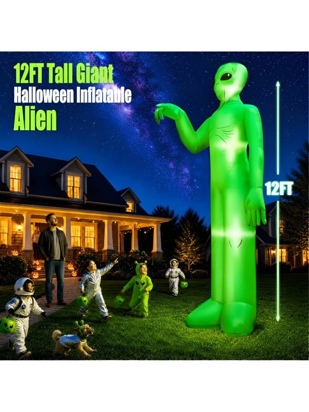 zukakii 12FT Giant Halloween Inflatables Decorations Outdoor Blow Up Alien